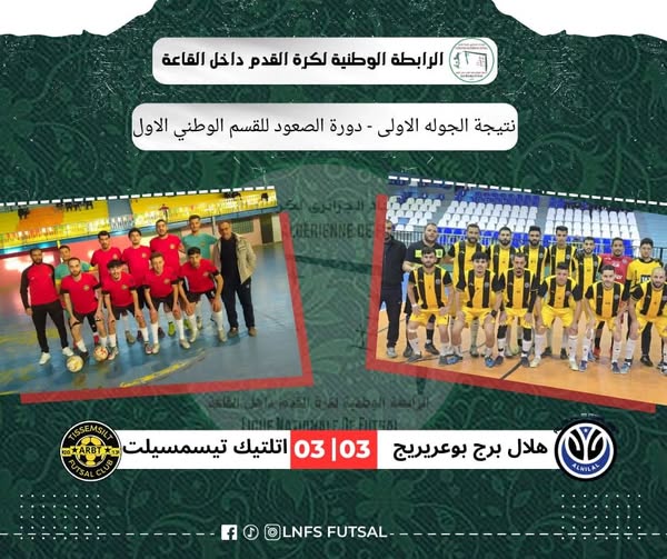 دورة الصعود (الجولة 1): هلال فوتسال برج بوعريريج يتعادل أمام أتلتيك تيسمسيلت
