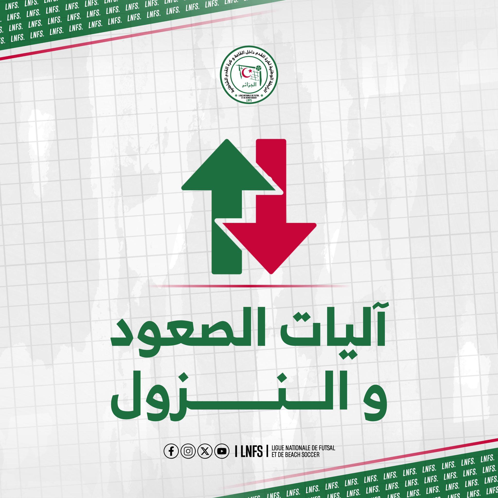 قسم التنظيم الرياضي و المنافسات: اليات الصعود و النزول